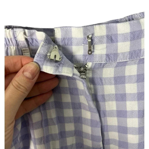 Urban Outfitters Gingham High Rise Pants Size Medium White & Purple Viscose Wm's - Picture 6 of 8